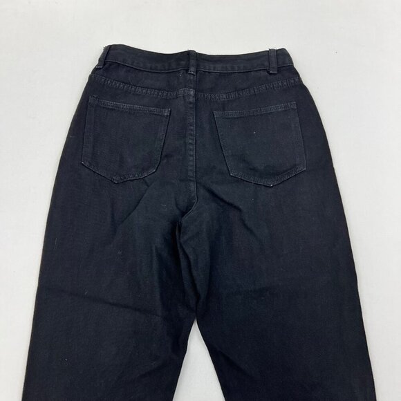 Boohoo Blue Womens Distressed Raw Hem Black Jeans Size 6 High Rise - Picture 6 of 9